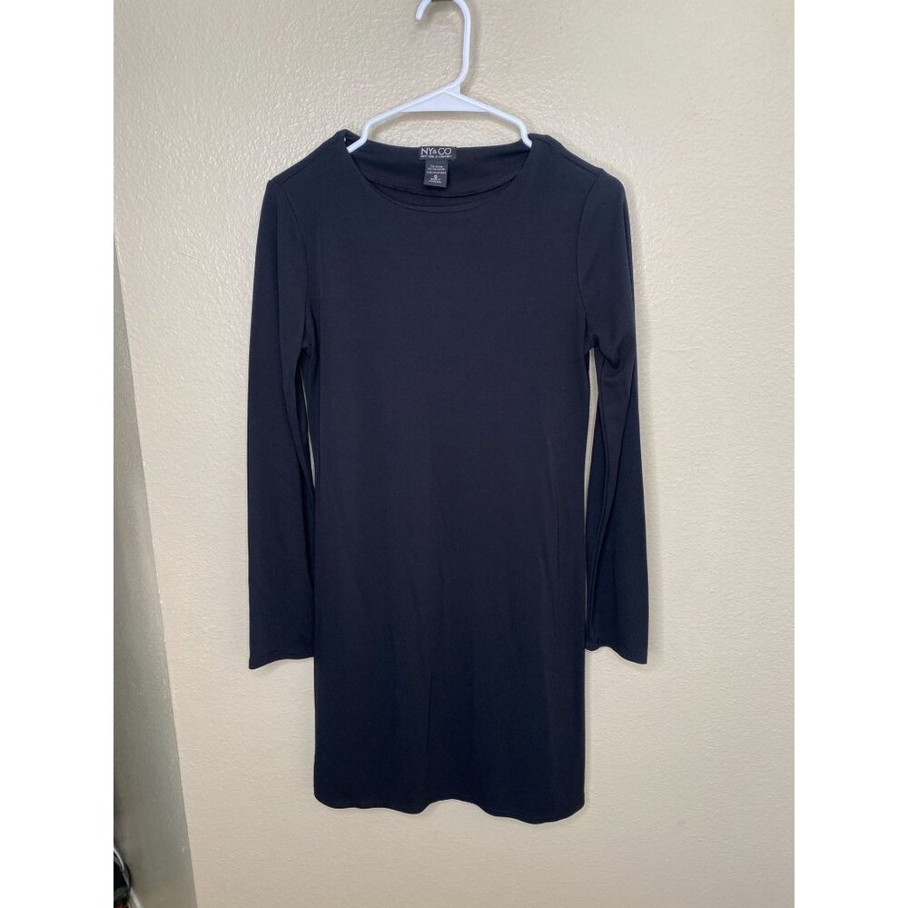 Ny & Co Womens Black Long-Sleeve‎ Rayon Blend Dress Size S pullover midi Pencil